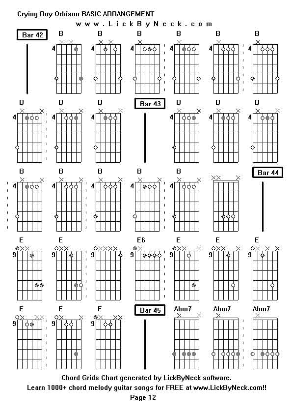 Chord Grids Chart of chord melody fingerstyle guitar song-Crying-Roy Orbison-BASIC ARRANGEMENT,generated by LickByNeck software.